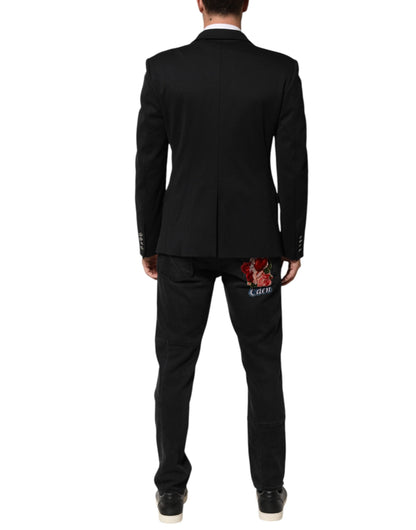 Dark Blue Cotton Men Jacket Coat Blazer Suit