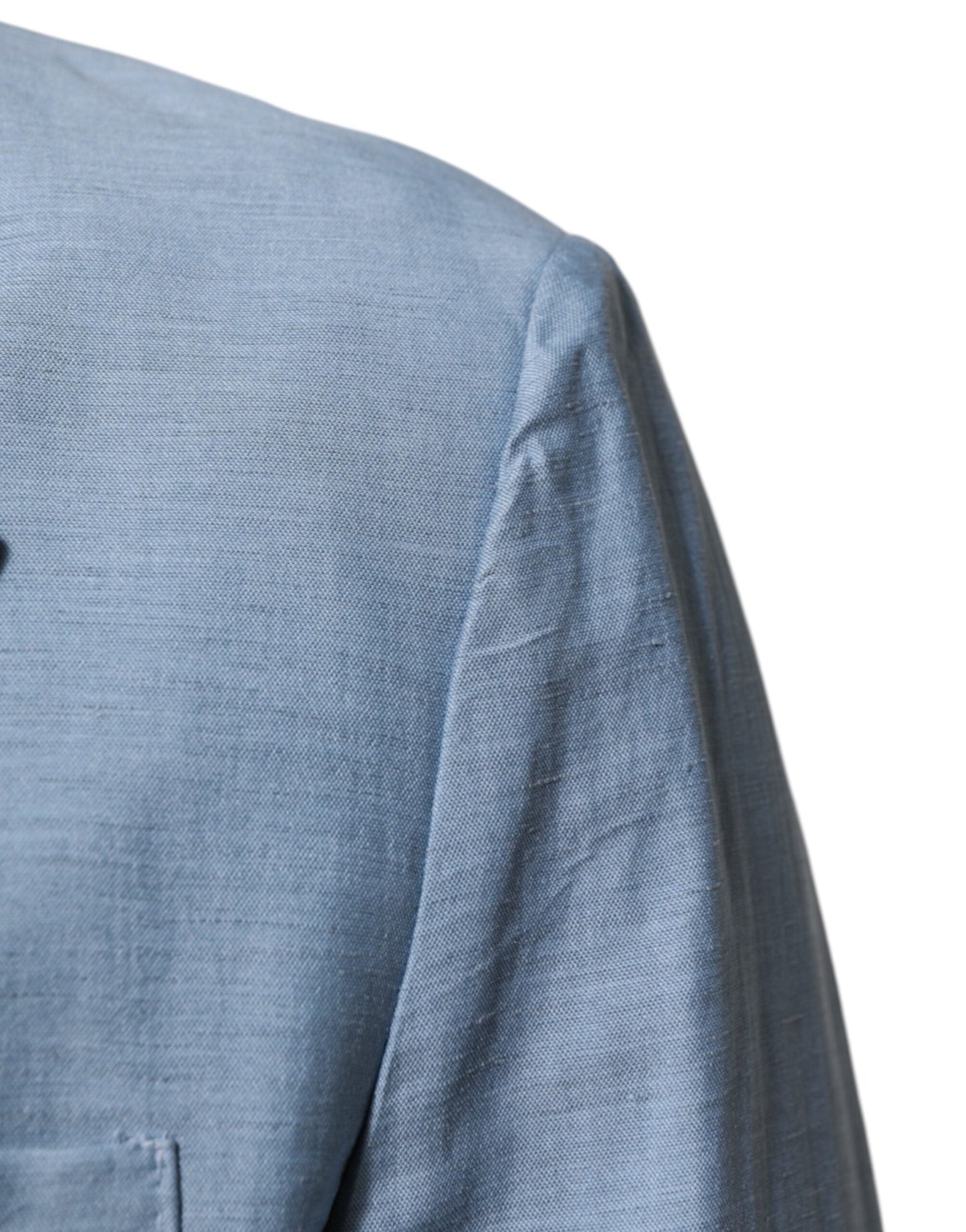 Light Blue Linen Double Breasted Men Jacket Blazer