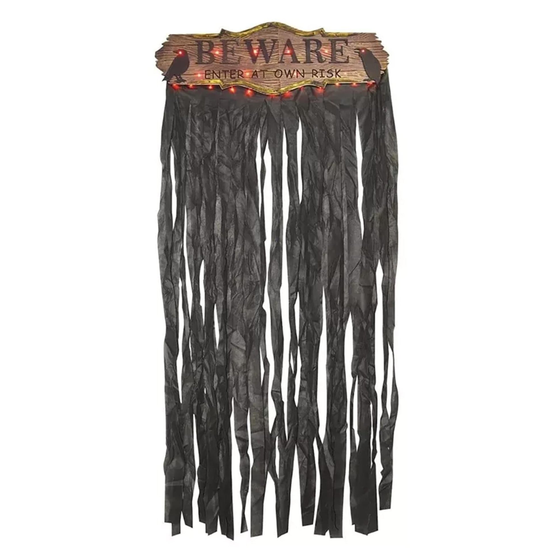 Beware Curtain Light Up Halloween Door Decor