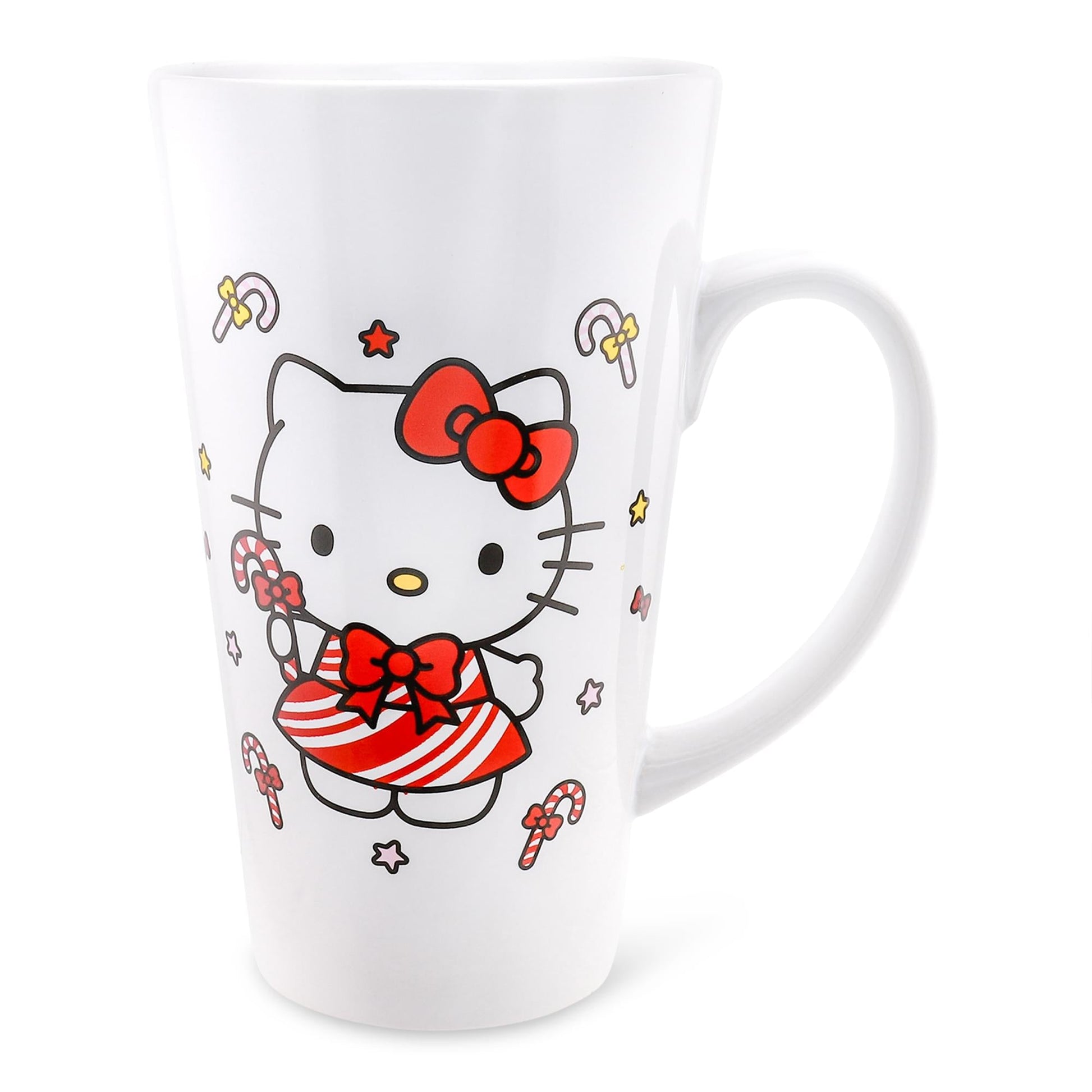 Sanrio Hello Kitty Holiday Candy Cane Ceramic Tall Latte Mug | Holds 16 Ounces