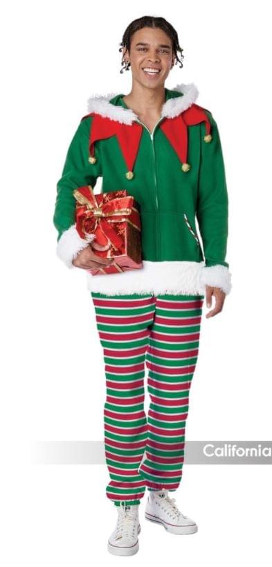 Elf Fleece Jumpsuit Adult Costume | Medium