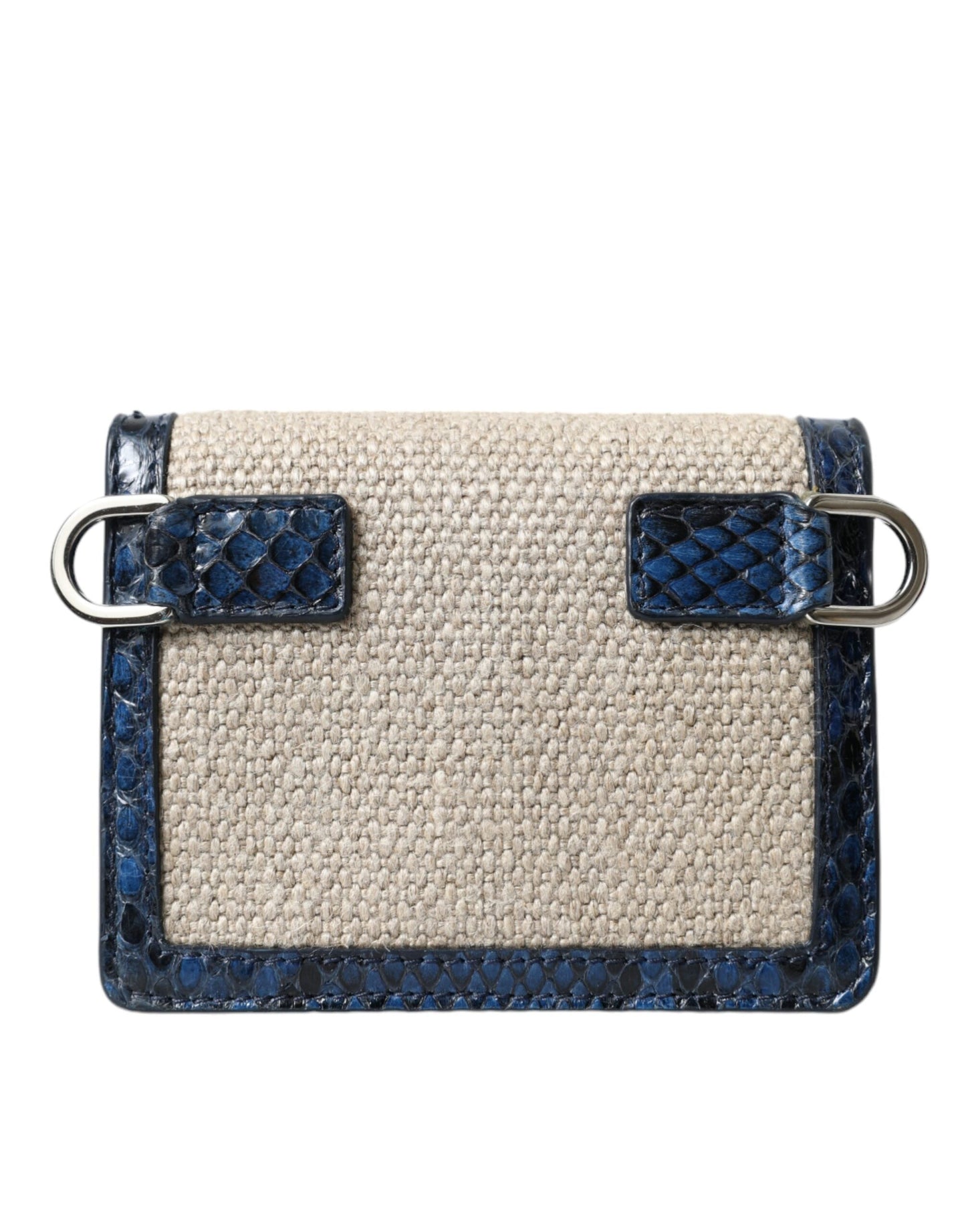 Beige Raffia Blue Leather Trim Mini Shoulder Purse Crossbody Bag
