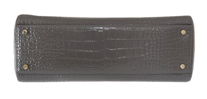 Grey Croc Embossed Leather Elissa Bristol Drive Tote Handbag Bag