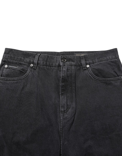 Black Denim Wide Leg Relaxed Fit Pants Jeans