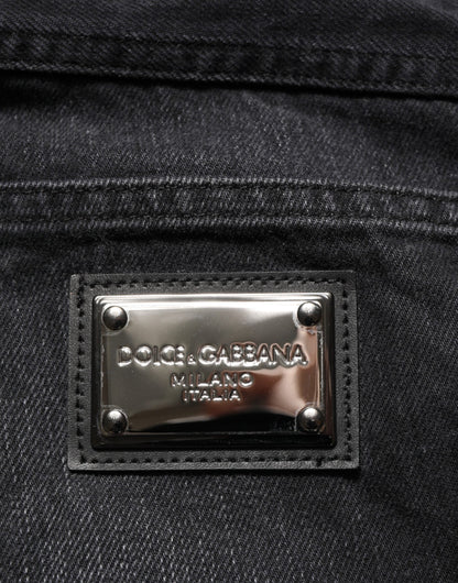 Black Washed Cotton Skinny Men Denim Jeans