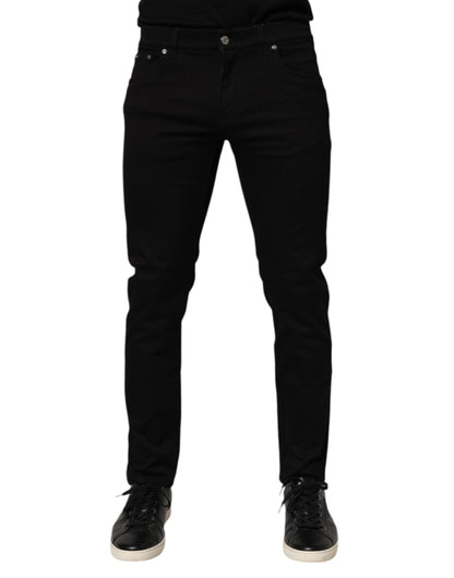 Black Cotton Blend Skinny Men Trouser Pants