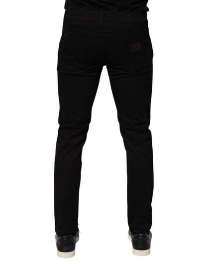 Black Cotton Blend Skinny Men Trouser Pants