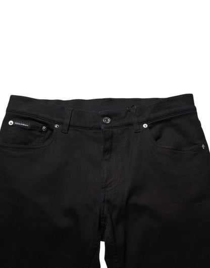 Black Cotton Blend Skinny Men Trouser Pants