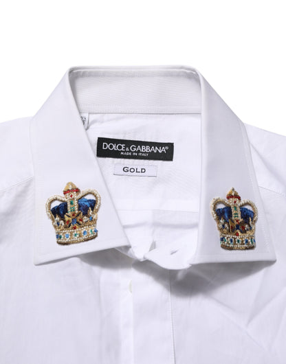 White Crown Collared GOLD Formal Dress  Shirt