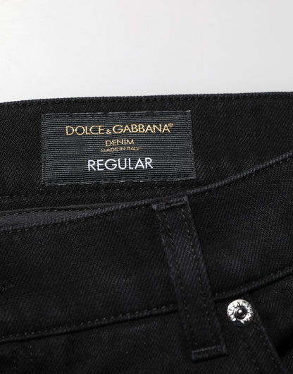 Black Cotton Regular Denim Men Trouser Jeans