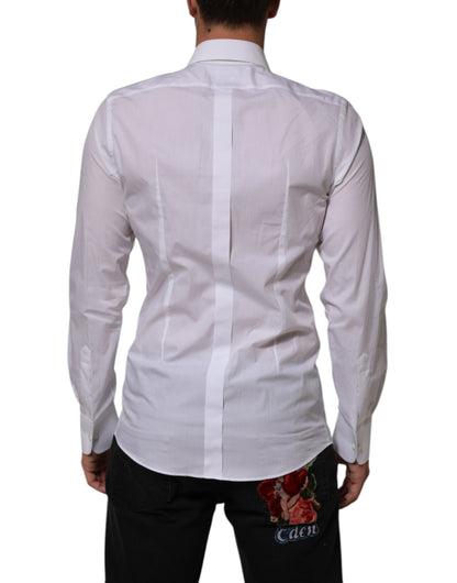 White Cotton DG Logo Pearl GOLD Formal Shirt