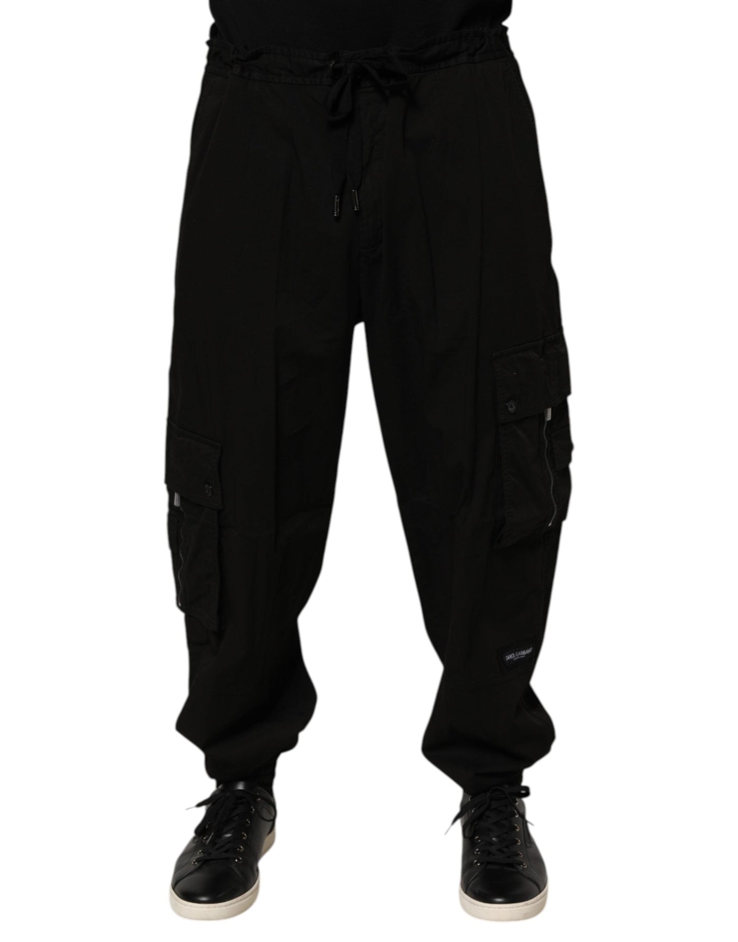 Black Cotton Cargo Jogger Sweatpants Pants