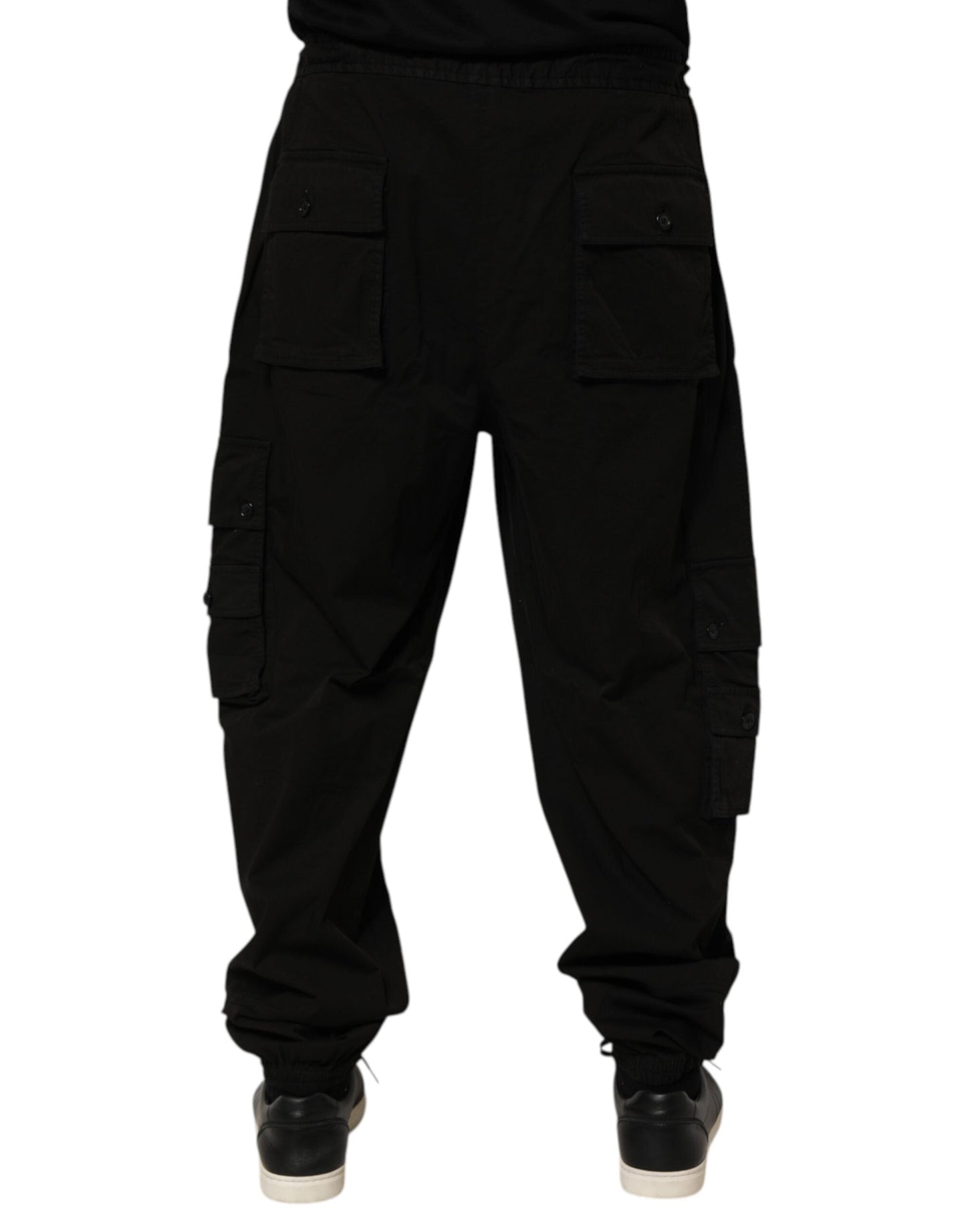 Black Cotton Cargo Jogger Sweatpants Pants
