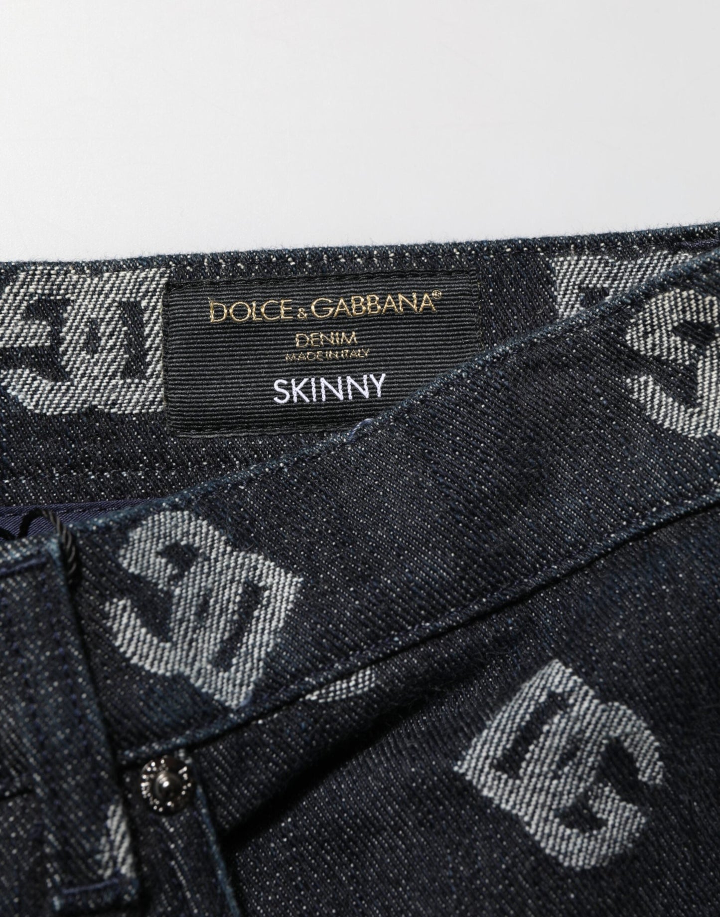 Black DG Monogram Cotton Skinny Denim Jeans