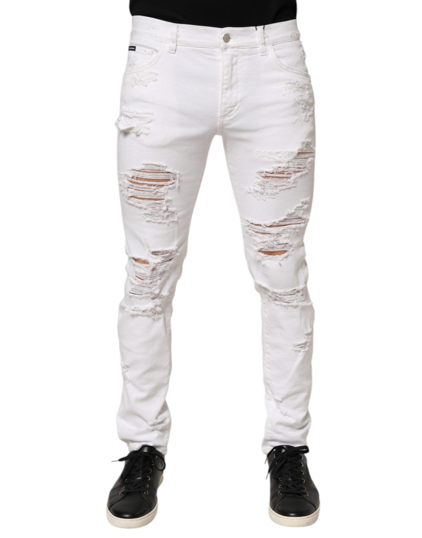 White Distressed Ripped Denim Trouser Jeans