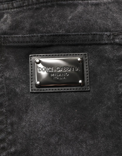 Black Cotton Mid Waist Denim Men Bermuda Short