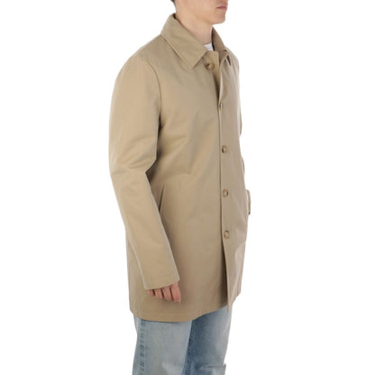 Beige Cotton Men Trench Coat
