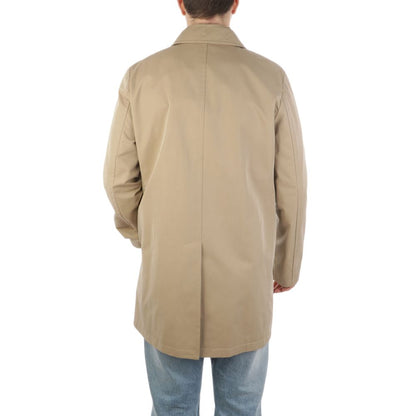 Beige Cotton Men Trench Coat