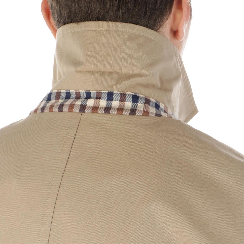 Beige Cotton Men Trench Coat