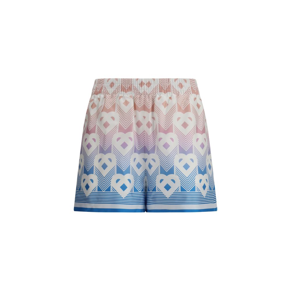 Gradient Heart Monogram Silk Shorts