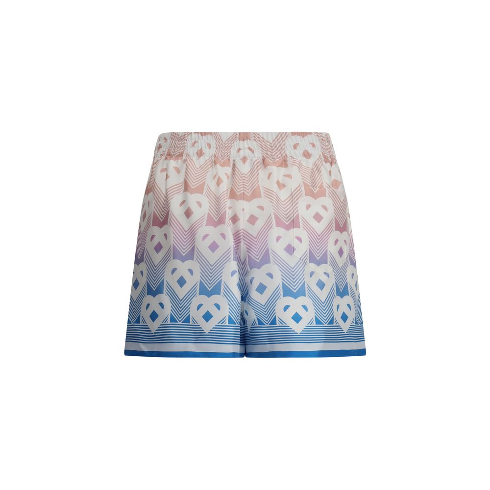 Gradient Heart Monogram Silk Shorts
