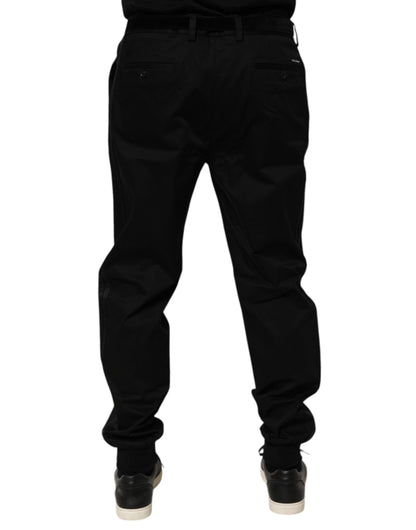 Black Cotton Stretch Casual Trouser Pants