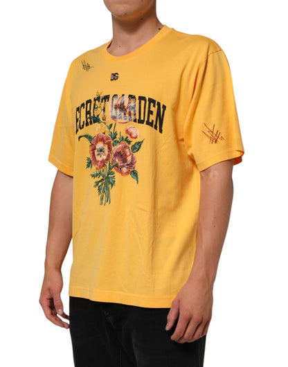 Yellow Secret Graden Floral Cotton CrewNeck T-shirt