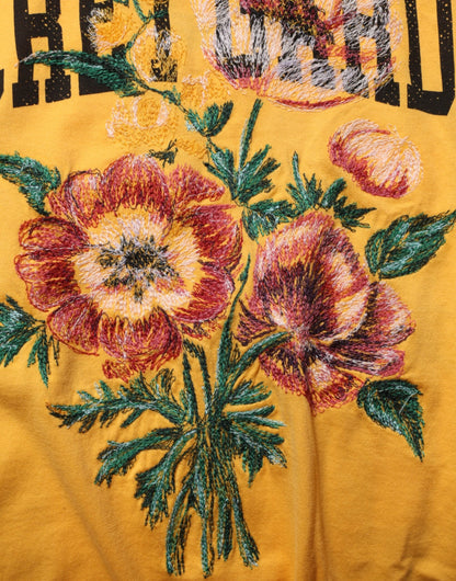 Yellow Secret Graden Floral Cotton CrewNeck T-shirt