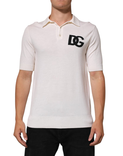 White Cotton Collared Short Sleeves T-shirt