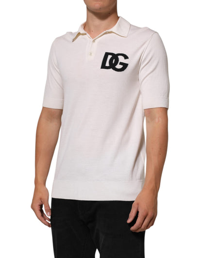 White Cotton Collared Short Sleeves T-shirt