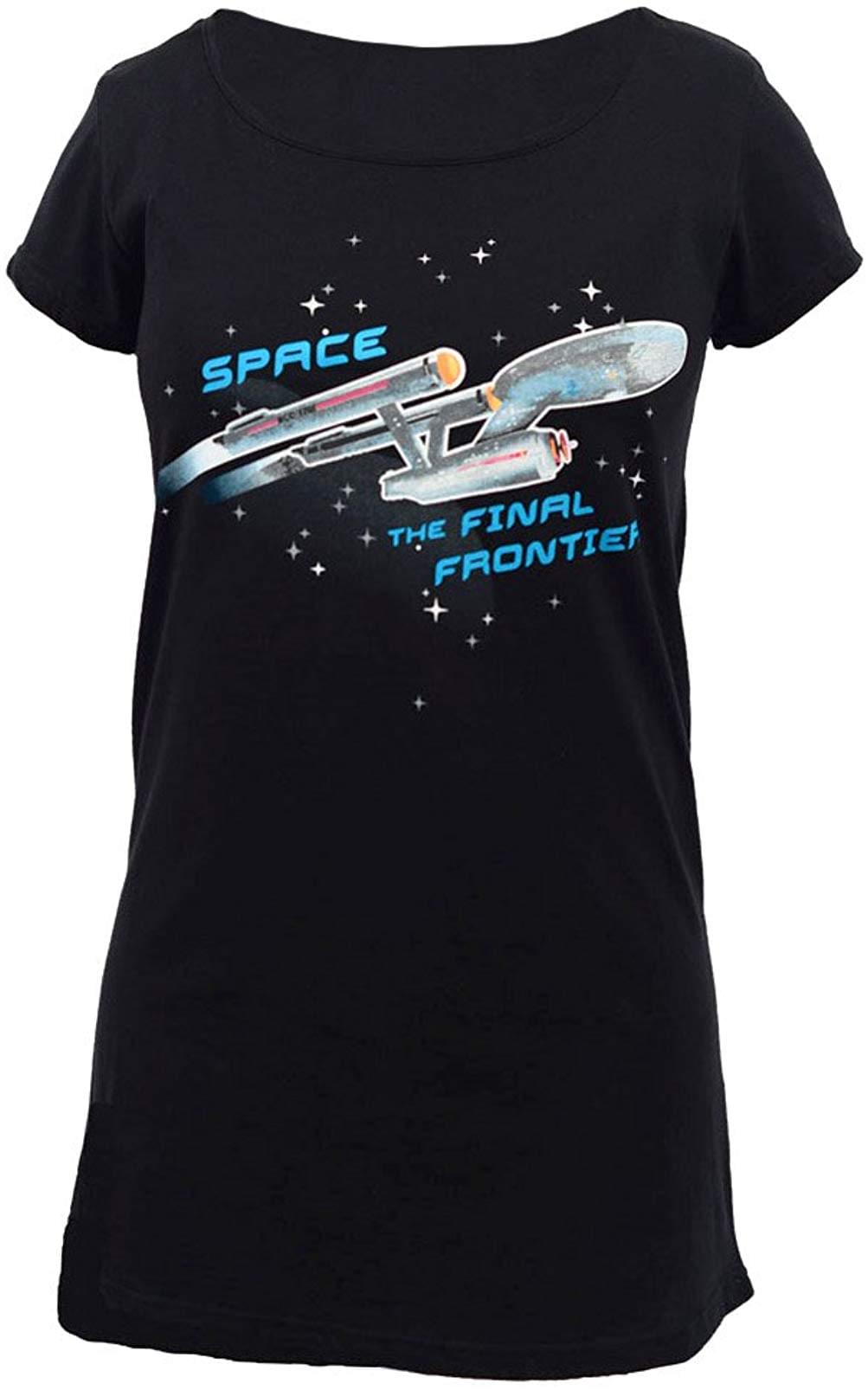Star Trek Enterprise Ship Glow Ladies Sleep Shirt | Black | Medium