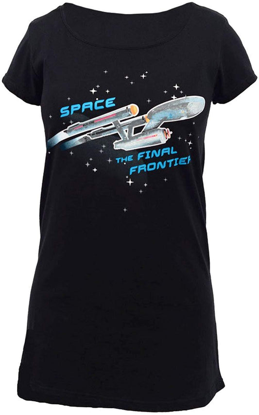 Star Trek Enterprise Ship Glow Ladies Sleep Shirt | Black | Medium