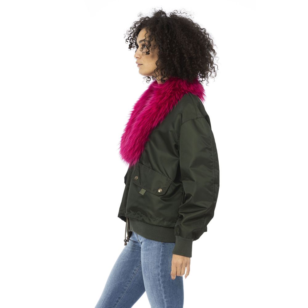 Green Polyamide Women Bomber Jacket