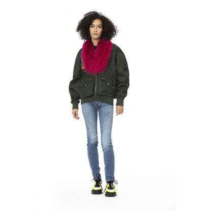 Green Polyamide Women Bomber Jacket