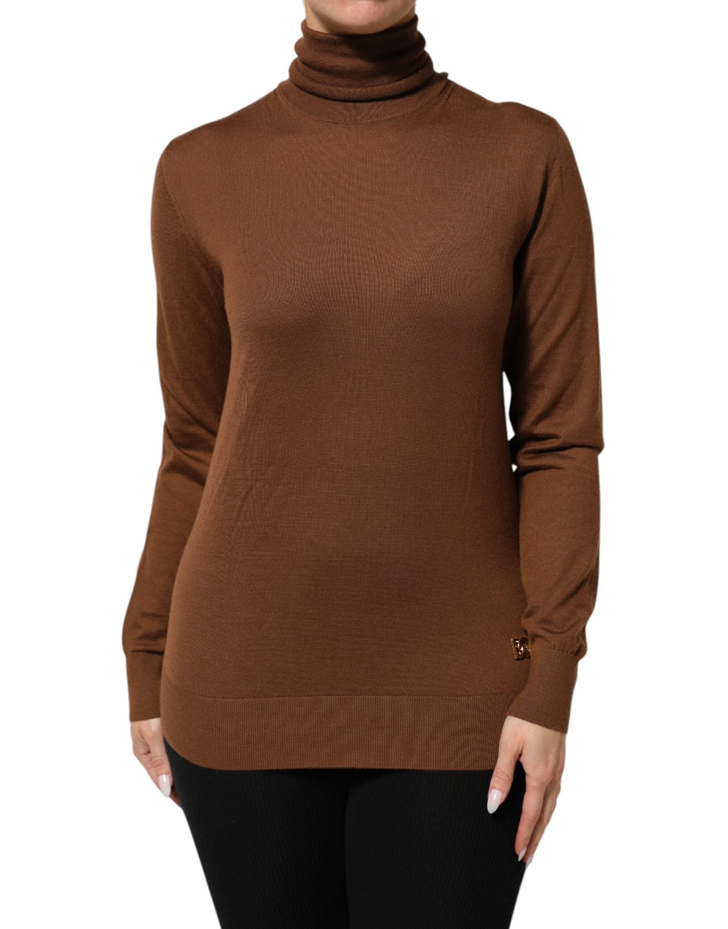 Brown Cashmere Turtle Neck Pullover Sweater