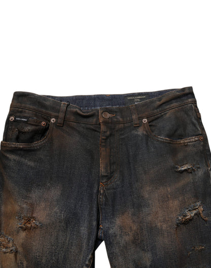 Black Cotton Skinny Tattered Men Denim Jeans