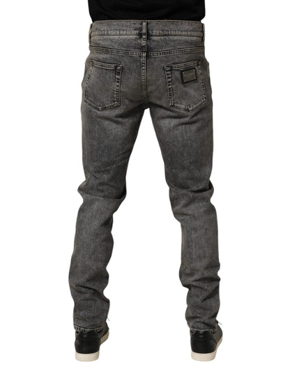 Gray Cotton Stretch Slim Fit Men Denim Jeans