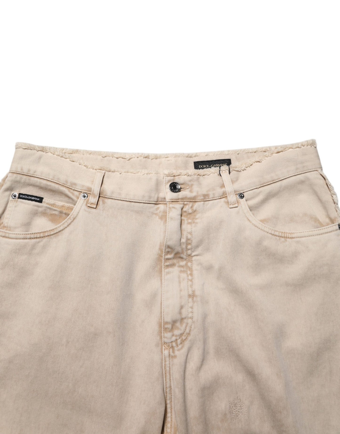 Beige Cotton Straight Denim Trouser Jeans