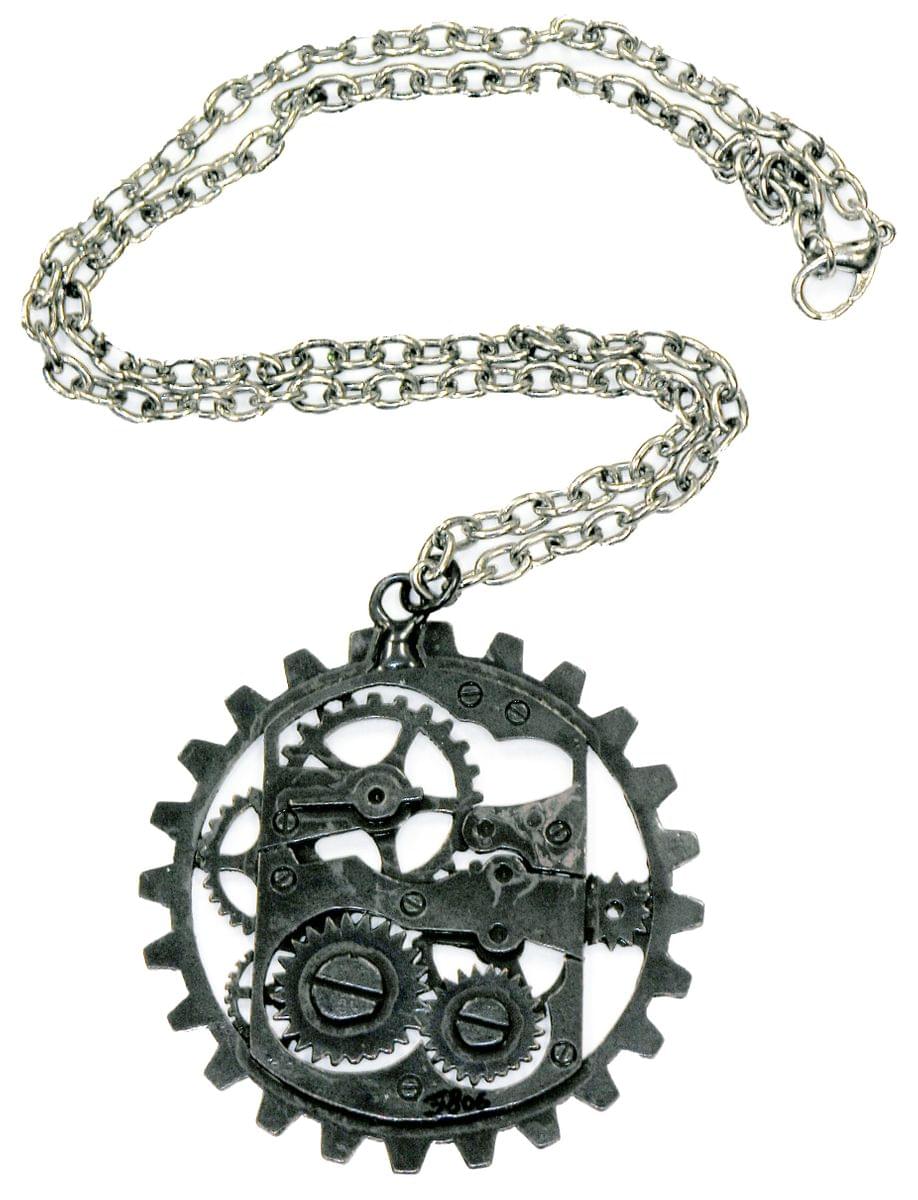 Steampunk Dark Metal Gear Costume Pendant Necklace One Size