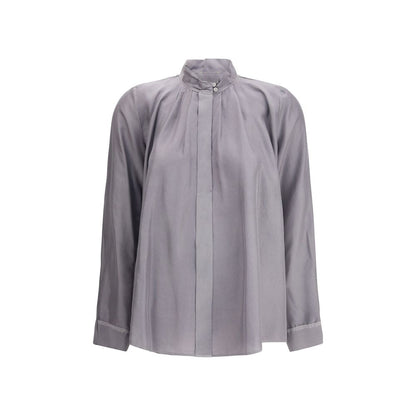 Crater-collar Shirt in habotai Silk