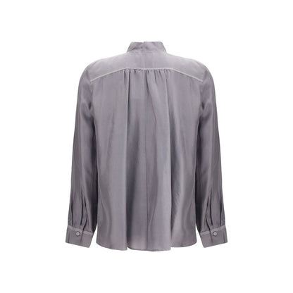 Crater-collar Shirt in habotai Silk