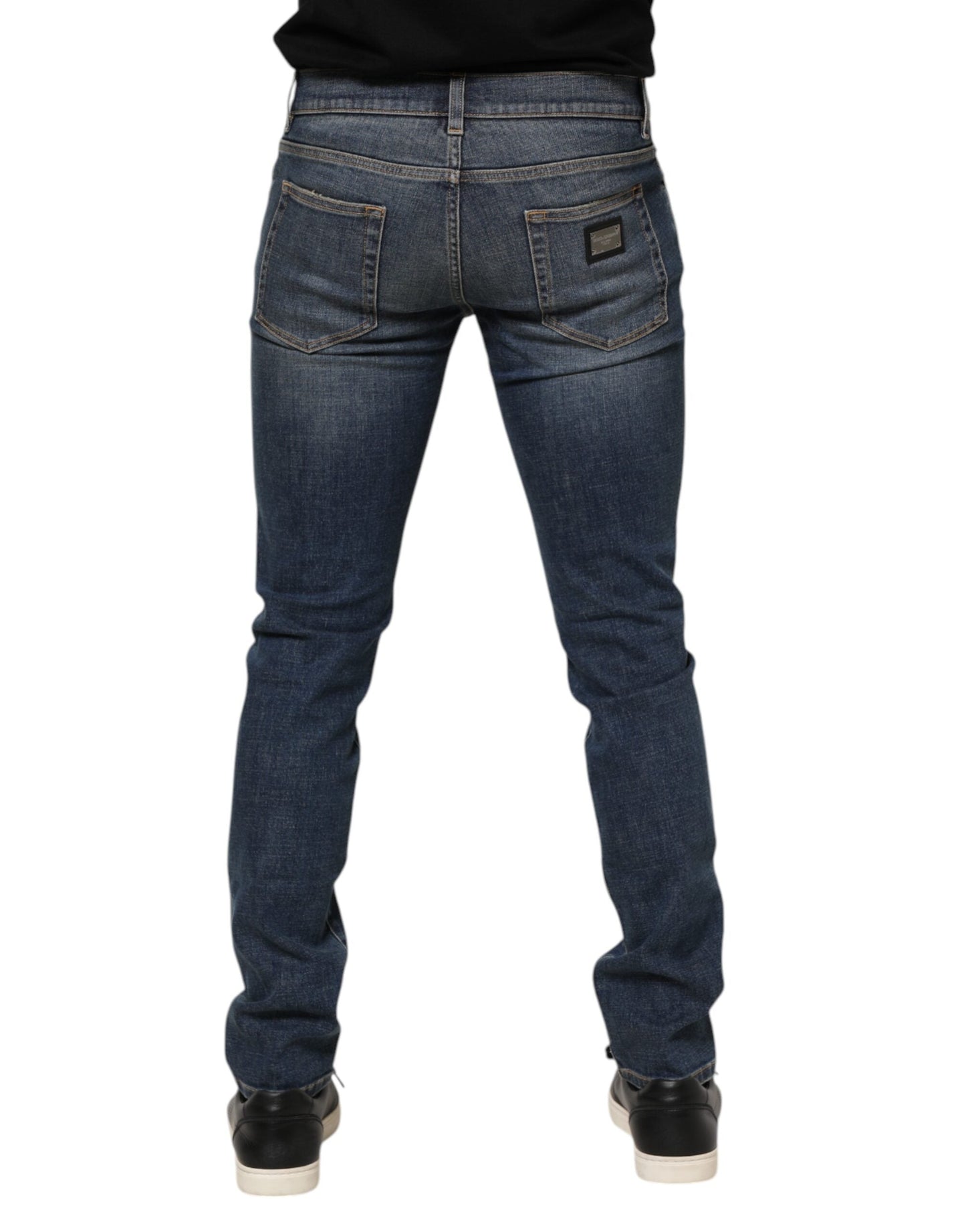 Blue Washed Cotton Skinny Men Denim Jeans
