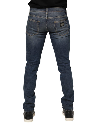 Blue Washed Cotton Skinny Men Denim Jeans