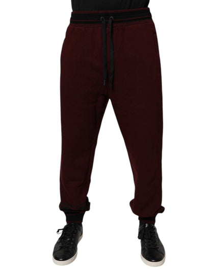 Maroon Cotton Men Jogger Sweatpants Pants