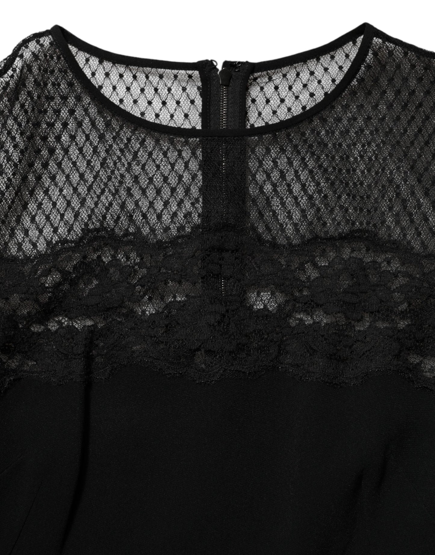 Black Floral Lace Trim Sheath A-line Dress