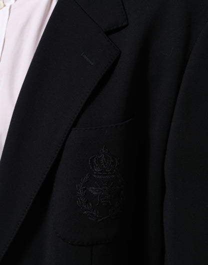 Black Viscose 2 Buttons Suit Jacket Blazer