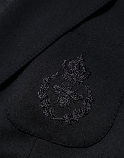 Black Viscose 2 Buttons Suit Jacket Blazer