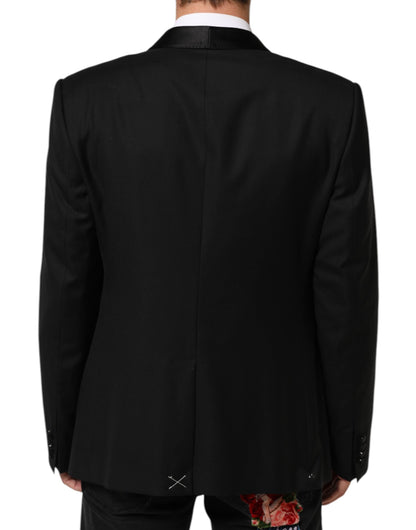 Black Wool GOLD 1 Button Men Suit Blazer