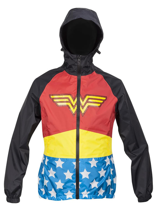 DC Wonder Woman Womens Zip Raincoat Hooded Jacket | Small