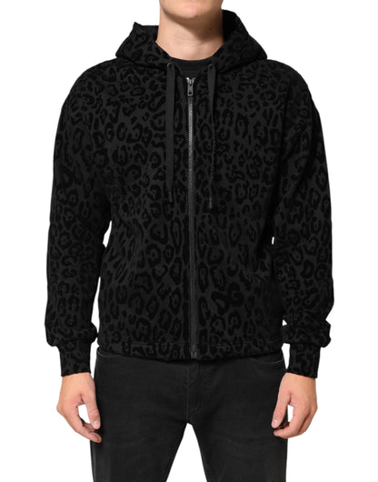 Black Cotton Hooded Full Zip Bomber Jacket
